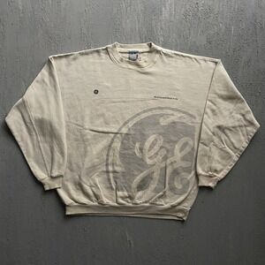 Vintage GE General Electric Sweatshirt Mens Large Cream 90s Time Out